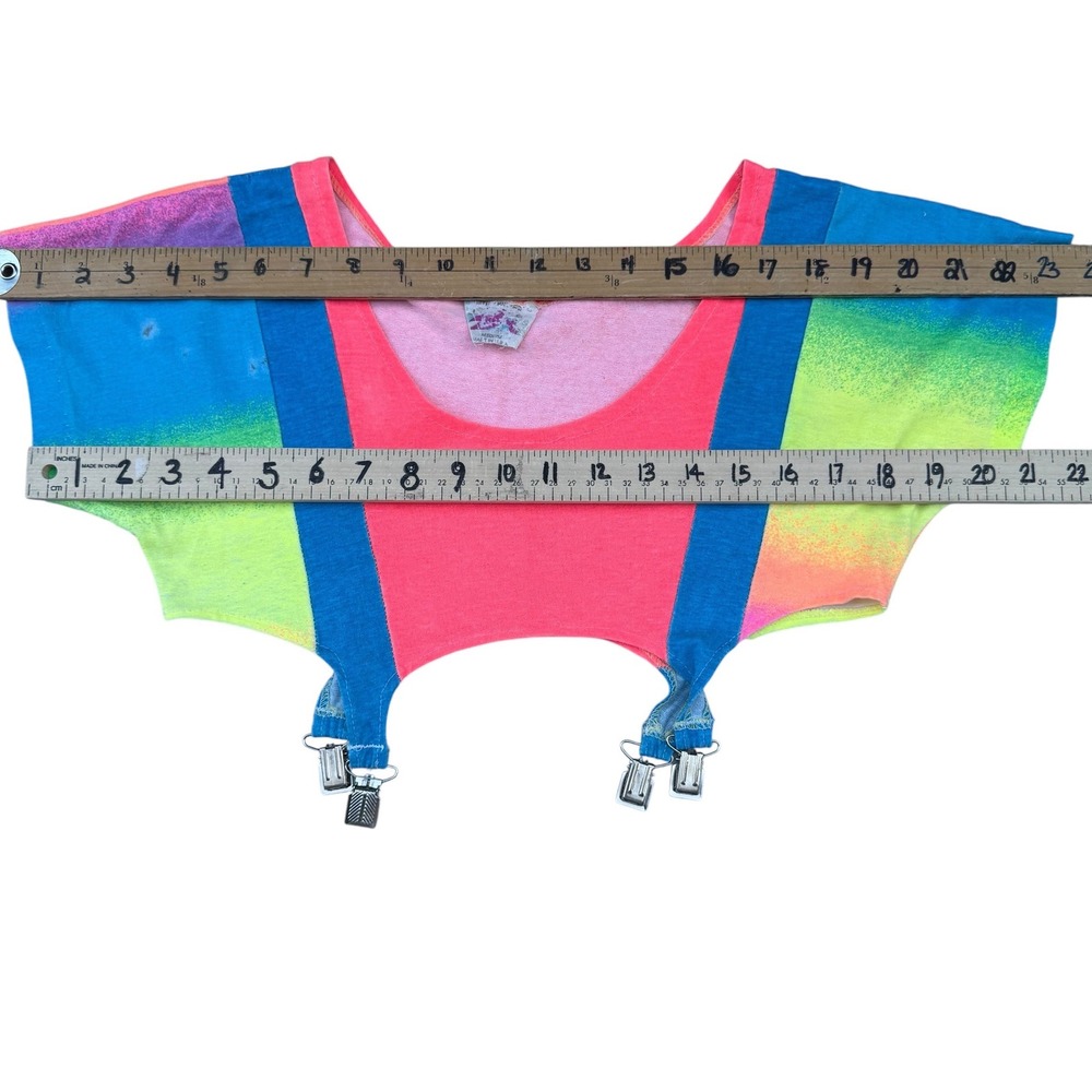 Vintage Neon Tie Dye 2Pc Set Suspender Crop Top Harem Pants Dopamine Dressing M - Picture 13 of 16